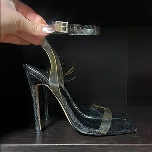 Fashion Nova Black and Transparent Heels